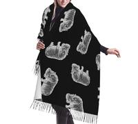 IUBBKI Vintage Hippo Print Pattern Hippopotamus Art Black Cashmere Fringe Scarf Autumn And Winter Silk Scarves Are The Most Soft And Comfortable.