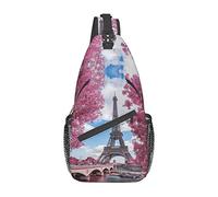 IUBBKI Vintage Style Eiffel Tower Paris Killer Whale Crossbody Bag Men'S Chest Cross Body Bag, Light, For Hiking And Travel