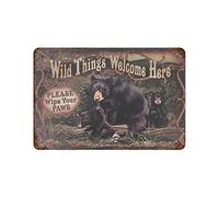 IUBBKI Wild Things Welcome Here Bear Tin Sign Metal Sign Hanging Iron Painting Retro Home Kitchen Garden Garage Wall Decor