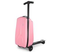 iubest Luggage Carry On Scooter Suitcase for Kids Age 4-15, Detachable & Foldable 4 in 1 Suitcase, Multifunctional Ride On Travel Trolley Scooter Combo-Pink