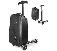 iubest Scooter Luggage Scooter Suitcase for Kids Age 4-15, Detachable & Foldable 4 in 1 Kids Suitcase, Multifunctional Ride On Travel Trolley Scooter Combo-Black