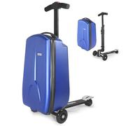 iubest Scooter Luggage Scooter Suitcase for Kids Age 4-15, Detachable & Foldable 4 in 1 Kids Suitcase, Multifunctional Ride On Travel Trolley Scooter Combo-Blue