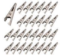 iubfegt 100PCS 1.06IN / 27mm Mini Metal Alligator Clips, Crocodile Clamps Silver Tone Nickel Plated Test Line Spring Clamps.