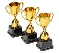 iubfegt 3 Pcs Gold Plastic Trophies Award Trophy Cup Set for Party Children Early Learning Toys Prizes Children's Holiday Trophy Black+Gold