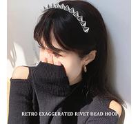 iubfegt Silver Metal Stud Rivet Spike Headband Hair Head Band Aliceband Punk Girl
