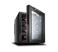 IUBGFTO 12 Bottle Thermoelectric Red and White Wine Cooler, Mini Thermoelectric Wine Cellar Refrigerator, 10-18 ° C/Double Glass Door/Constant Temperature/Constant Humi