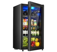IUBGFTO 88L Mini Fridge Glass Wine Cooler,Beverage Refrigerator Cooler Beer Fridge Adjust Temperature Freestanding Small Refrigerator for Home Office Or Bar