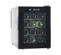 IUBGFTO Small Household Wine Refrigerator, 33L/12 Bottles, 12-18℃, LED Lighting, UV Protection, Freestanding, Countertop, Low Noise, Low Energy Consumption, with Lock,Touch Screen