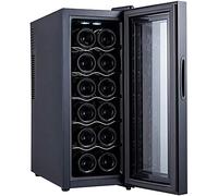 IUBGFTO Wine Cooler 12 Bottle Thermoelectric Wine Cellar Fridge Small Countertop Constant Humidity Wine Refrigerator Digital Control Glass Door Black-B Metal Shelves