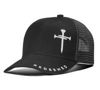 iudam Christian Hats for Men Women with Gift Box, Embroidered Three Nails Cross Baseball Caps, Adjustable Mesh Outdoor Hat, Black, One Size