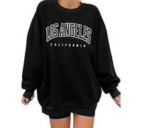 iudam Sweatshirt Women's Pullover Oversized Long Sleeve Los Angeles Y2K Vintage Oversized Autumn Winter Casual Blouse Tops, los angeles black, S