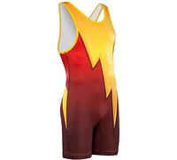 IUERVPS Yellow and Red Wrestling Singlet Body Wear Bodysuit Overalls One-piece Wrestling Power Lift Weightlifting PowerLifting Uniform(M)