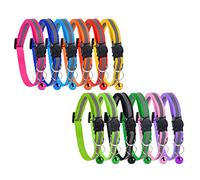 iufvbgxdh 12pcs Reflective Cat Collar Cat Breakaway Safe Quick Release Collars with Bell Adjustable Safety Strap for Small Animal, 19-32cm