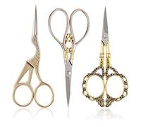 iufvbgxdh 3 Pairs 4.5 inch Vintage Classic Plum Blossom Scissors Crane Design Sewing Scissors Gold Scissors for Embroidery, Sewing, Craft, Art Work & Everyday Use