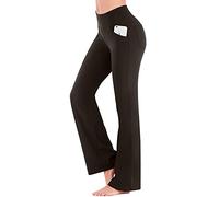 IUGA Bootcut Yoga Pants with Pockets for Women High Waist Workout Bootleg Pants Tummy Control, 4 Pockets Work Pants for Women (Coffee, XL)