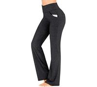 IUGA Bootcut Yoga Pants with Pockets for Women High Waist Workout Bootleg Pants Tummy Control, 4 Pockets Work Pants for Women (Charcoal, XL)
