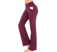 IUGA Bootcut Yoga Pants with Pockets for Women High Waist Workout Bootleg Pants Tummy Control, 4 Pockets Work Pants for Women Maroon