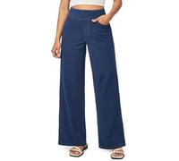 IUGA Wide Leg Jeans for Women,High Waisted Tummy Control Baggy Jeans | 4 Pockets, Soft Stretch Denim Comfort, No Zipper, Petite/Regular, Pull On Tummy Control,Baggy, Casual, Elastic Waist