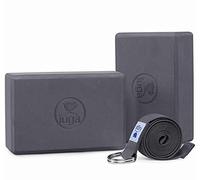 IUGA Yoga Block Set of 2 (9"x6"x3") with Metal D-Ring Yoga Strap High Density Yoga Brick to Improve Strength Flexibility and Balance Light Weight and Non-slip Surface for Yoga & Pilates