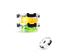 IUGHN 520ml Glass Containers with Lids, Set of Two, Glass Clear Food Containers with Lids, Comes with 4 Buckle Food Containers with Lids+Cleaning Sponge 1pce, Suitable Meal Prep Containers Glass