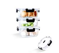IUGHN 800ml Glass Meal Prep Containers, Three-piece Set of Glass Food containers with Lids, Pantry Kitchen Storage Containers for Lunch, Food Storage, Meal Prep, Lunch Bento Boxes, BPA Free