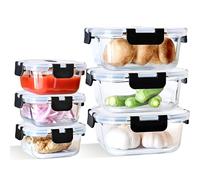 IUGHN Glass Containers With Lids - 3x320+3x800ML Meal Prep Containers Reusable | Freezer Storage Boxes | Borosilicate Glass (-40°C to 560°C) | Glass Lunch Box With Lid + Leakproof 4D Lock & FDA
