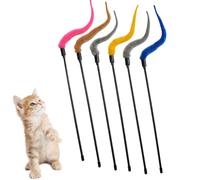 IUHKBH 6 PCS Wiggly Worm Cat Wand Toys, Interactive Colorful Plush Cat Teaser Sticks for Indoor Cats & Kittens, Boredom Relief & Exercise