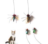 IUHKBH Cat Wand Refill, 4 PCS Realistic Little Bugs Cute Teaser Wand Attachments, Interactive Kitten Toys Ideal for Indoor Cat Enrichment & Hunting Instincts