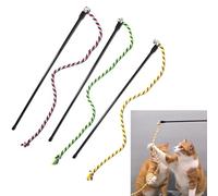 IUHKBH Cat Wands, 3 PCS Colorful Cat String Kitty Teaser Wands with Bell Interactive Kitten Toys for All Breed Sizes