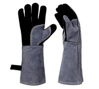 iuhkjnuh 16 Inch Leather Forge Welding Gloves, 1225 Degrees Fahrenheit Heat/Fire Resistant, Multifunctional Mitts for TIG/MIG Welding, BBQ, Oven, Baking, Oven, Beekeeping, Pet Treatment and