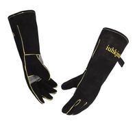 iuhkjnuh leather Welding Gloves for Women Man, Heat Resistant Fire Long Sleeve Gloves for Tig Mig Stick BBQ Fireplace Animal Handling (14in)