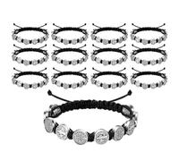 Iuhtrb 12 Pcs Benedictines Medals Wristbands Spiritual Bracelets Handwoven Bangles Unisex Adjustable Wristchains Jewelry Catholic Bracelets