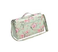 Iuhtrb 120 Slots Leather Marker Case with Shoulder Strap Large Capacity Multi-Layer Markers Holder Carrying Bag for Paint Brush Multifunctional Pen Bag