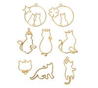 Iuhtrb 8 Pcs Exquisite Hollow For Pendants Metal Frame Charm With Loop Epoxy Resin Supplies Cute Alloy Open Back Bezel Pend Charms Pendants