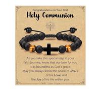 Iuhtrb Adjustable Leather Cord Crosses For Boys Christening First Communion Gifts Son Godson Grandson Nephew Handmade Cord