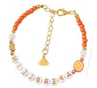 Iuhtrb Citrus Junos Slices Bead Letter Charm Bracelets Adjustable Summers Party Jewelry Including Gift Card Golden & White Beaded