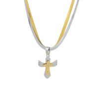Iuhtrb Elegant Two Tiers Crosses Necklace Sturdy Brass Materials Portable Accessory For Casual Outfits And Social Event Street Styles Accessories