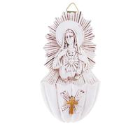 Iuhtrb Elegant Wall Mounted Holy Water Font Holder Box Resins Sculpture for Home Decors for Entryway Or Office Holder