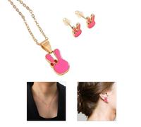 Iuhtrb Fashionable Rabbits Earrings And Necklace Set Crafted Of Sturdy Alloy Materials Great For Daily Outfits And Celebrations Earrings Necklace Set