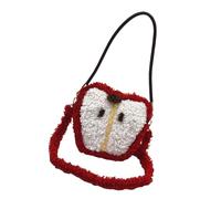 Iuhtrb Festival Faux Lamb Wool Fruit Shape Shoulder Bag For Christmas Celebrations Zippered Handbag Plush Furry Crossbody Purse Faux Lamb Wool Shoulder Bag