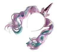 Iuhtrb Horned Theme Sequined Horned Hairband With Wigs For Girls Lovely Cartoon Character Theme Hairband For Kids Birthday Party Children Party Accessory