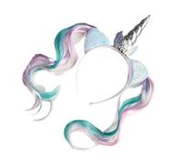 Iuhtrb Horned Theme Sequined Horned Hairband With Wigs For Girls Lovely Cartoon Character Theme Hairband For Kids Birthday Party Children Party Accessory