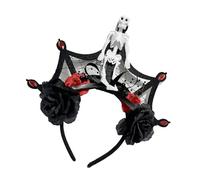 Iuhtrb Lace Witch Costume Hair Hoop Day Of The Dead Dark Blood Skeleton Hair Styling For Live Show Headband Carnivals Halloween Headband