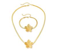 Iuhtrb Luxurious Flower Pendant Jewelry Set For Women Stainless Steel Necklace And Ideal For Parties And Weddings Gold Flower Pendant