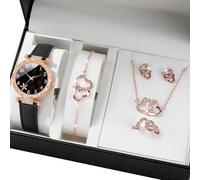 Iuhtrb Matching Watch Jewelry Set Necklace Rings Earrings Modern Alloy Accessories Butterfly Theme Alloy Fashion Set Women Fashion Jewelry