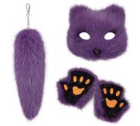 Iuhtrb Multifunctional Foxes Costume Fashion Accessories With Plush Tail And Gloves Portable For Role Playing Fun Animal Cosplay Set