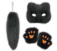 Iuhtrb Multifunctional Foxes Costume Fashion Accessories With Plush Tail And Gloves Portable For Role Playing Fun Animal Cosplay Set