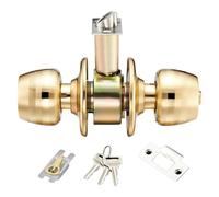 Iuhtrb Polished Brass Keyed Entry Door Knob Front Entrance Door 60mm for Front Entrance Adjustable Latches Reversible Use Keyed Entry Knob