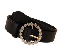Iuhtrb Round Clasp Rhinestoned Accent Waist Belt For Women’s Clothing PU Leather Adjustable Waist Strap Decorative Waistband Rhinestones Studded Sash