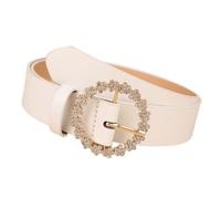Iuhtrb Round Clasp Rhinestoned Accent Waist Belt For Women’s Clothing PU Leather Adjustable Waist Strap Decorative Waistband Rhinestones Studded Sash